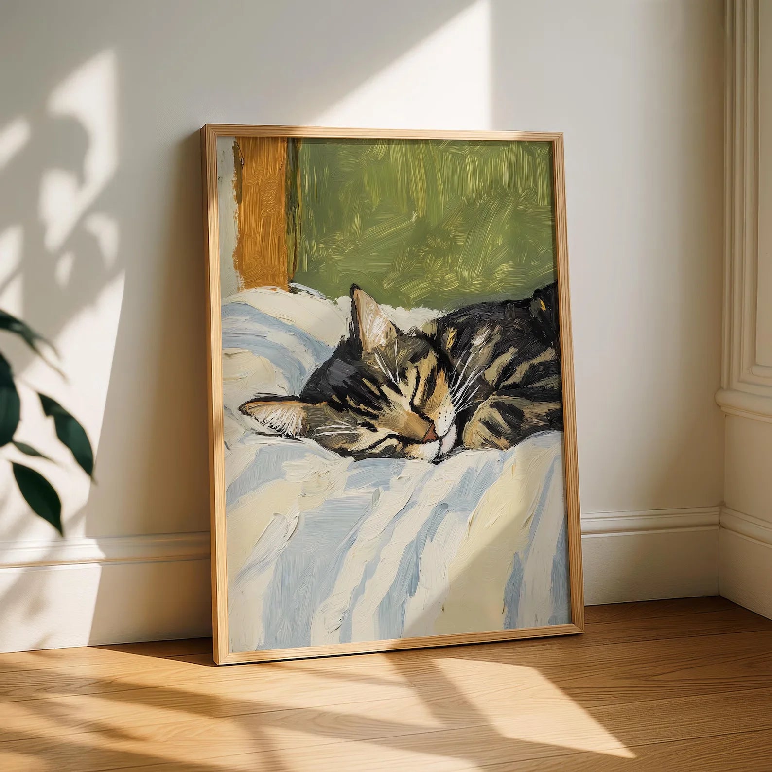 Lámina artística de pared Gato Tuxedo durmiendo: pintura de gato blanco y negro, póster de gato sin enmarcar, regalo decorativo