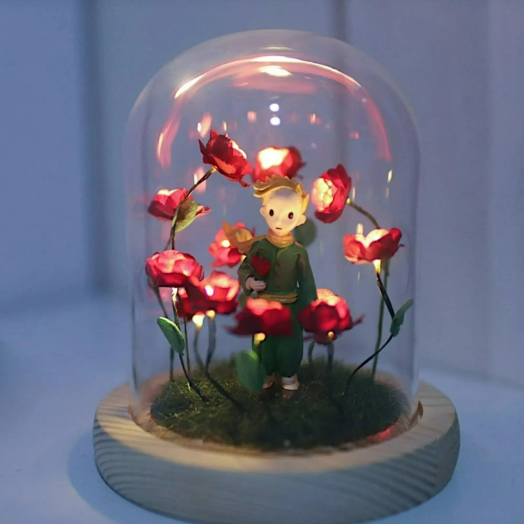 Pequeño Príncipe Luz Nocturna Lámpara de Ambiente Rosa Eterna Regalo DIY Hecho a Mano Regalo de Navidad San Valentín Cumpleaños para Niña