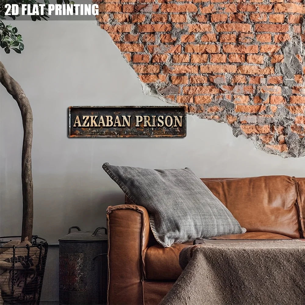 Letrero Vintage de Metal y Aluminio "PRISIÓN DE AZKABAN" - Letrero Decorativo de Pared para Casa, Granja, Dormitorio, Porche | Letrero Vintage Multiusos S