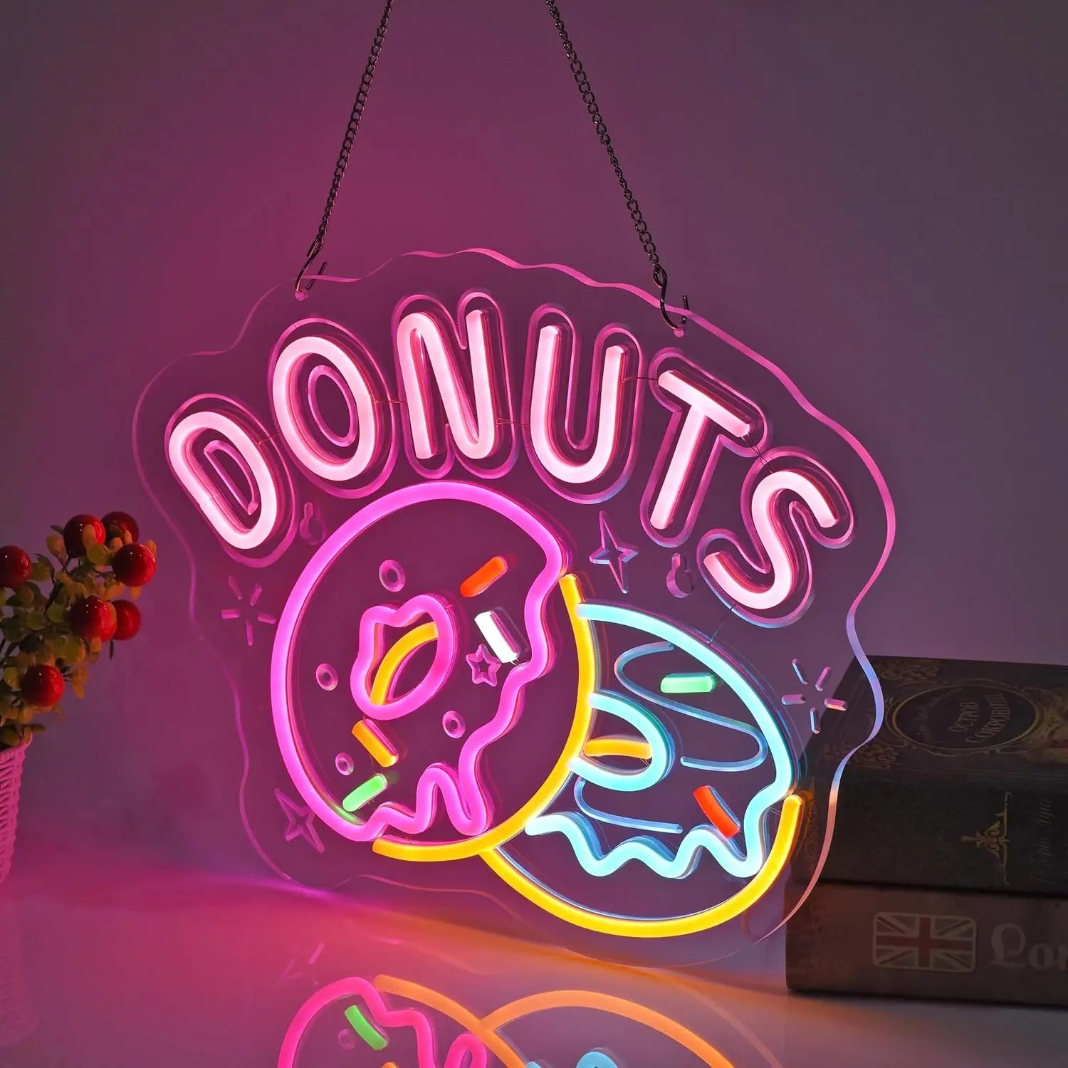 Enseigne néon Donuts, lumière néon LED Donuts alimentée par USB pour restaurants, bars, magasins, cafés, décoration murale de restaurant occidental