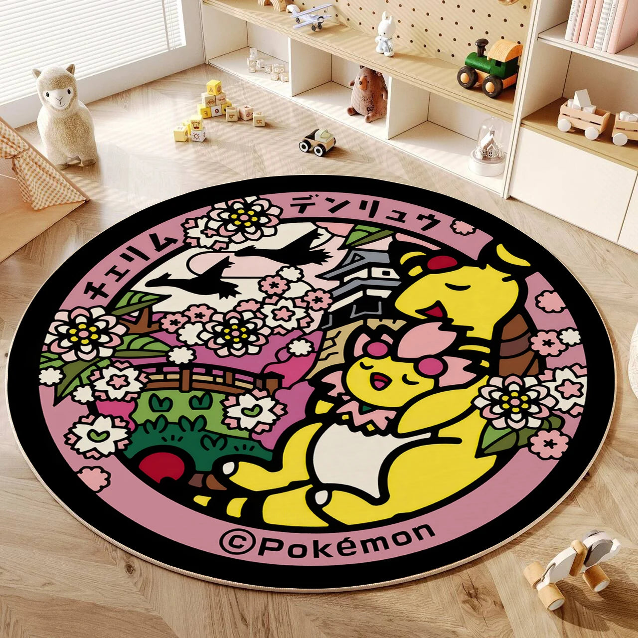 Alfombra redonda de dibujos animados VIKAMA, alfombrilla de piso para silla de computadora gamer, alfombra para habitación de chica, alfombra de dormitorio, resistente a las manchas, decoración del hogar