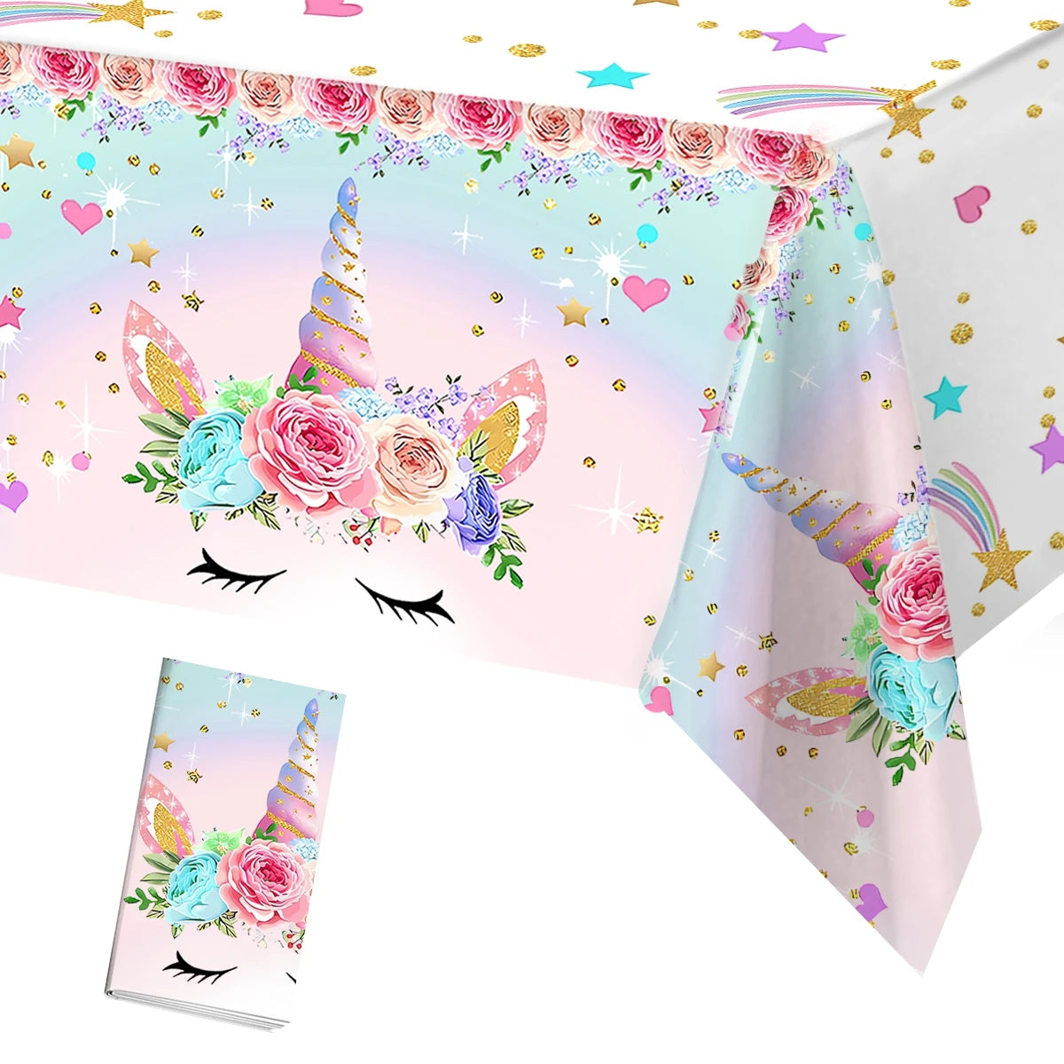 Nappe jetable licorne Fête d'anniversaire licorne Décoration de fête pour fille Vaisselle jetable Nappe Baby shower pour filles