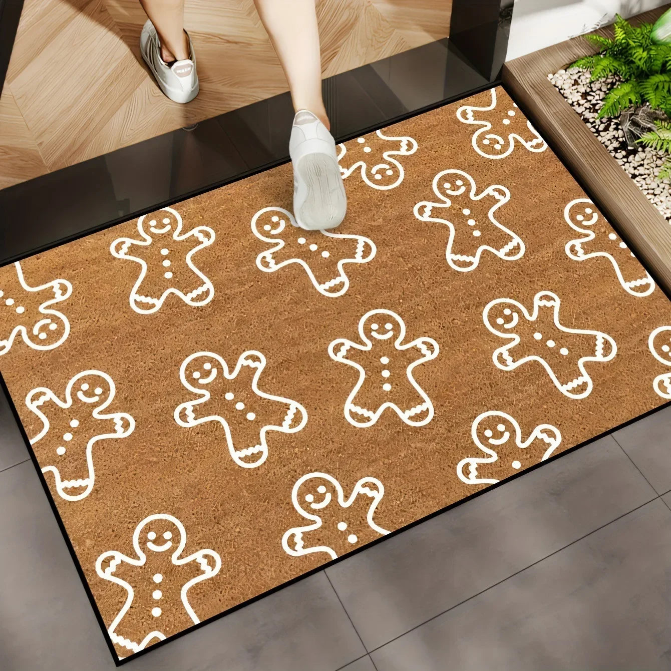 VIKAMA 2025 Felpudo de reno navideño Alfombra de cocina Alfombra de entrada interior exterior Decoración del hogar navideña Feliz Año Nuevo 2026