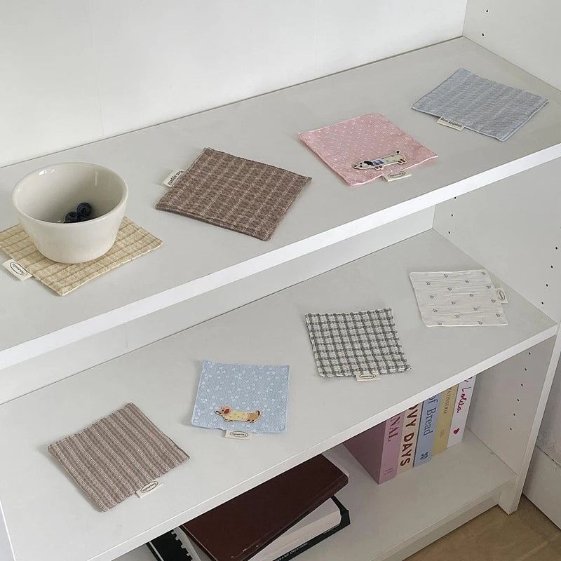 New Stripe Series Multicolor Korean Cotton Coaster Square Fresh Table Cloth Heat Insulation Mat Coffee Cup Placemat Table Decor