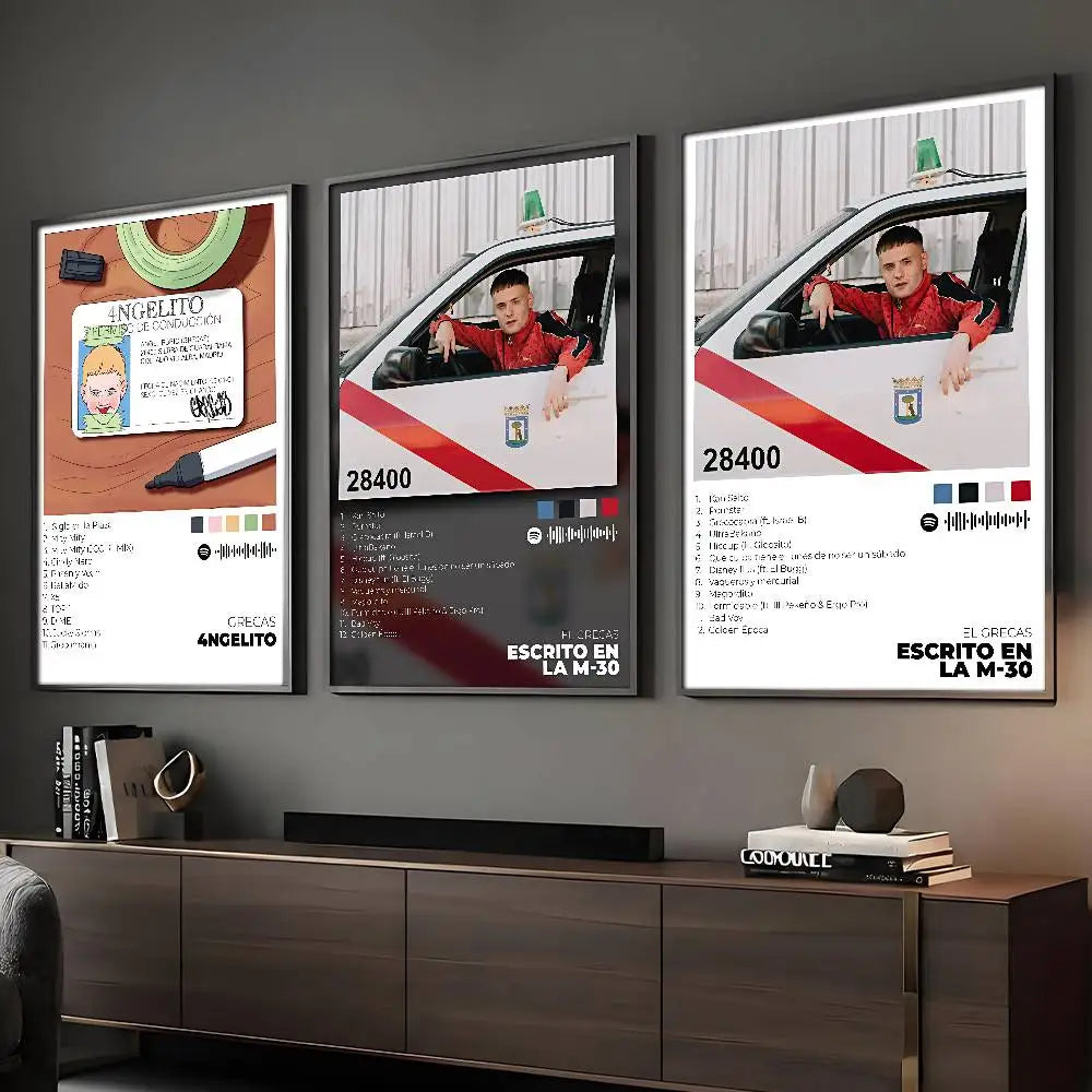 Affiche Grecas Chanteur Art Mural Adhésif Imperméable Décor Esthétique pour Maison Salon Chambre Bar