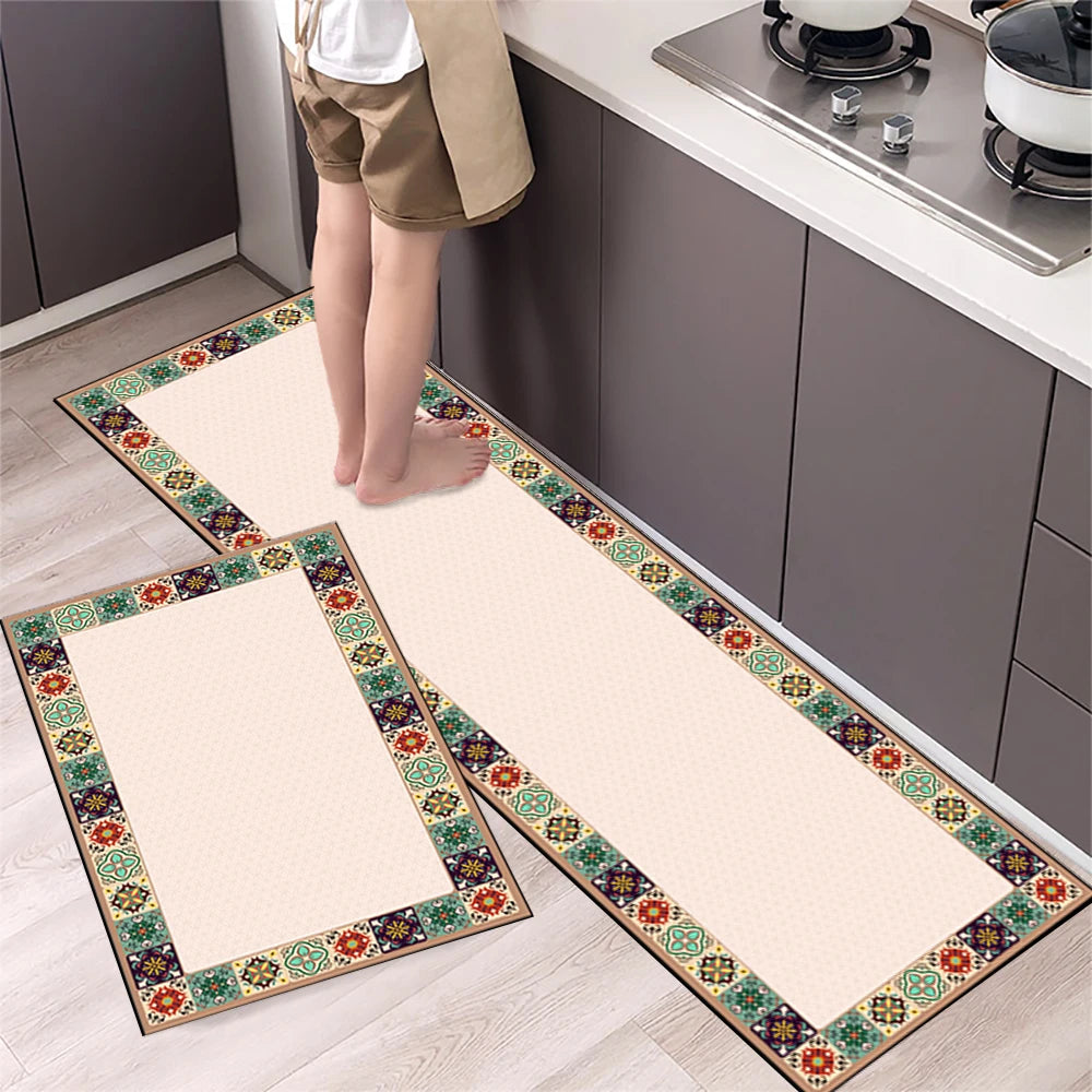 VIKAMA 1/2PCS Alfombra de cocina resistente al aceite, alfombra de baño absorbente de secado rápido, felpudo antideslizante para decoración del hogar
