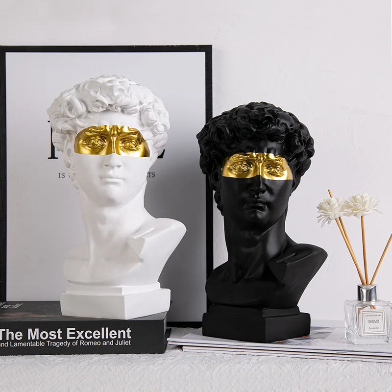 Decoración Hogar Europea Cabeza de David Resina Estatuas Estatuas Decoración Hogar Arte Abstracto Moderno Escultura Busto Práctica de Bocetos de Arte