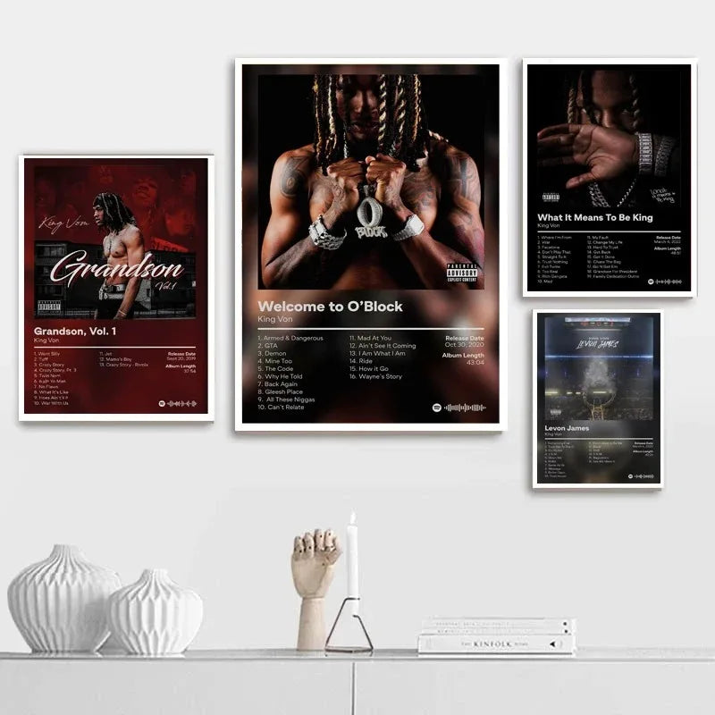 Póster de álbum de música, impresiones de póster, arte de pared, póster de King de Welcome To O Block, pintura en lienzo, regalo, foto, decoración para el hogar y habitación.
