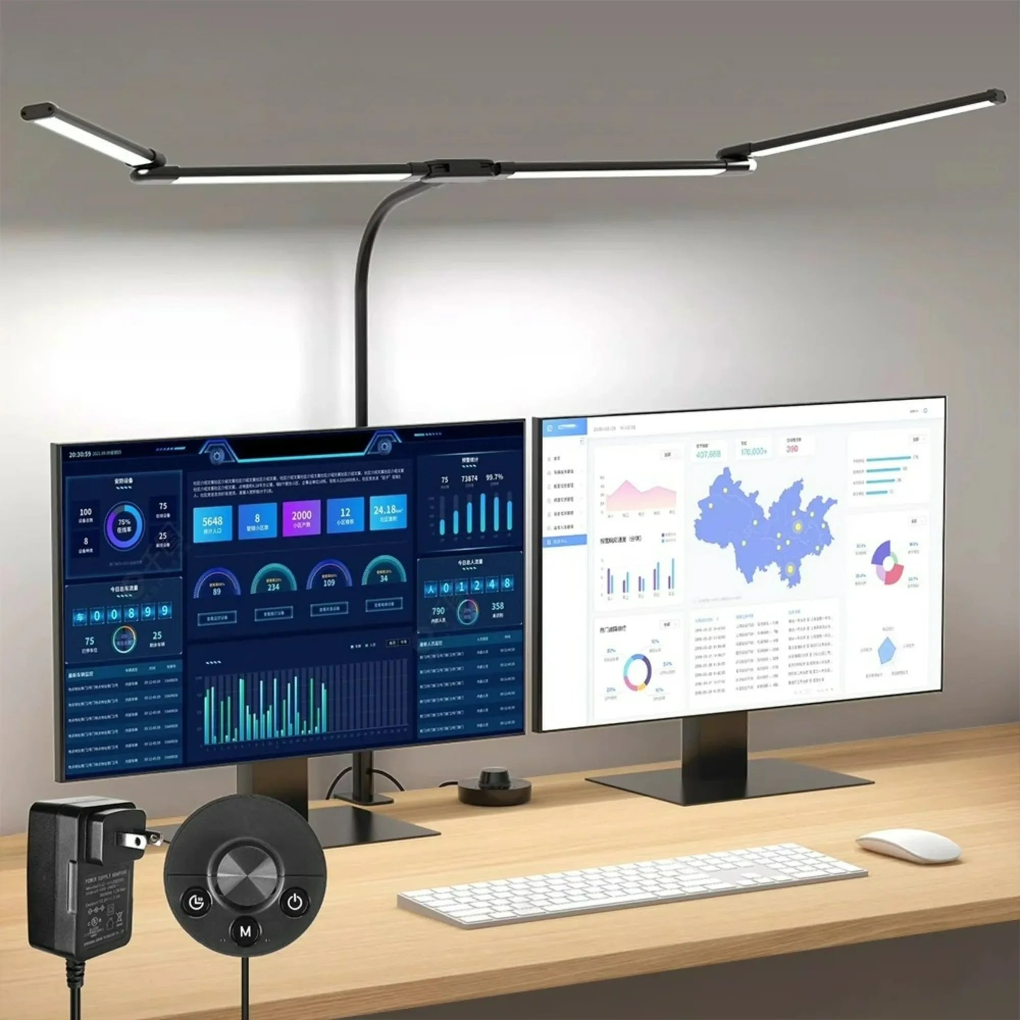 Lampe de Bureau LED avec Pince Lampe d'Architecte pour Bureau à Domicile 24W Ultra Lumineuse Gradation Automatique Éclairage PC Lampe de Table à Intensité Variable en Continu
