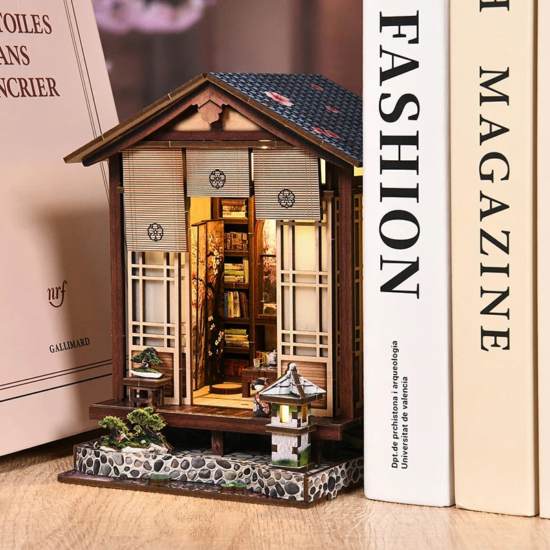 Nouvelle lampe à mousse et serre-livre en bois DIY 3D - Puzzle de maison miniature à assembler à la main, décoration d'intérieur, Noël, Black Friday