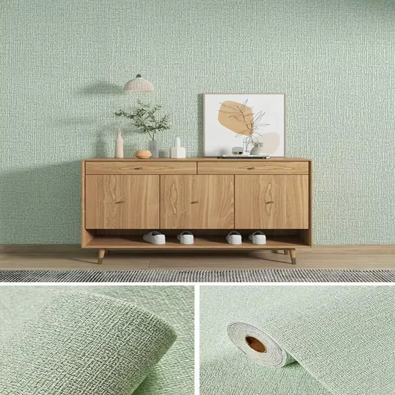 2.8/10m 3D Thicken self-adhesive wallpaper linen plain Diatom Mud wall stickers color decor renovation anti-collision Home Decor