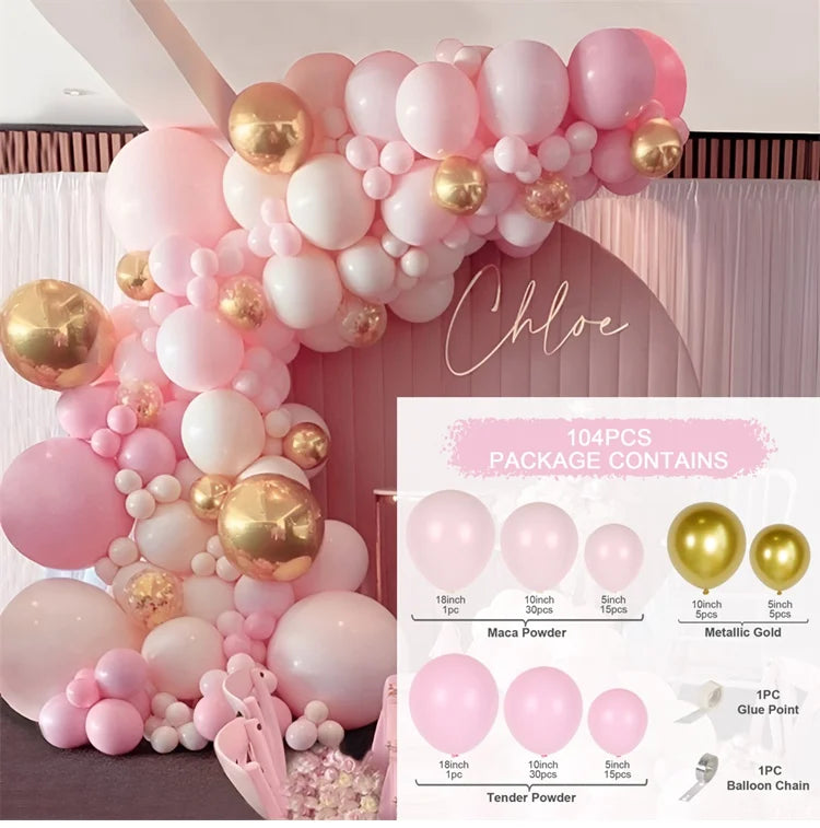 Kit de arco de guirnalda de globos de oro rosa tierno, decoración de fiesta de boda, cumpleaños, para adultos, niños, baby shower, suministros de boda con globos