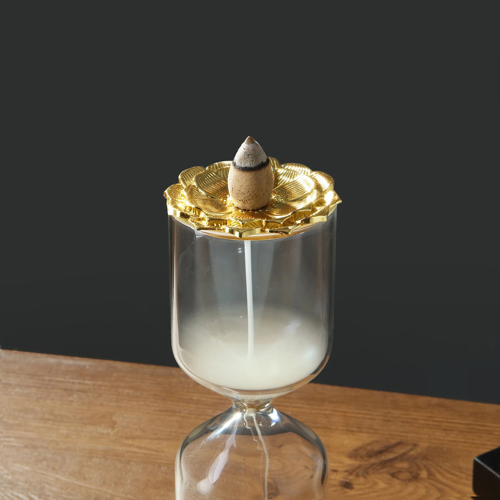 Bruleur d'encens à refoulement cascade en forme de sablier pour cônes d'encens, ornement d'aromathérapie pour la méditation, le yoga, le spa