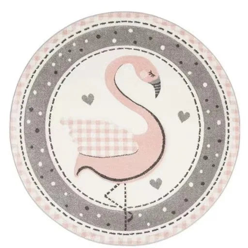 Alfombra redonda de imitación de cachemira con dibujos de animales VIKAMA para sala de estar, dormitorio, cabecera de sofá, alfombra decorativa antideslizante lavable