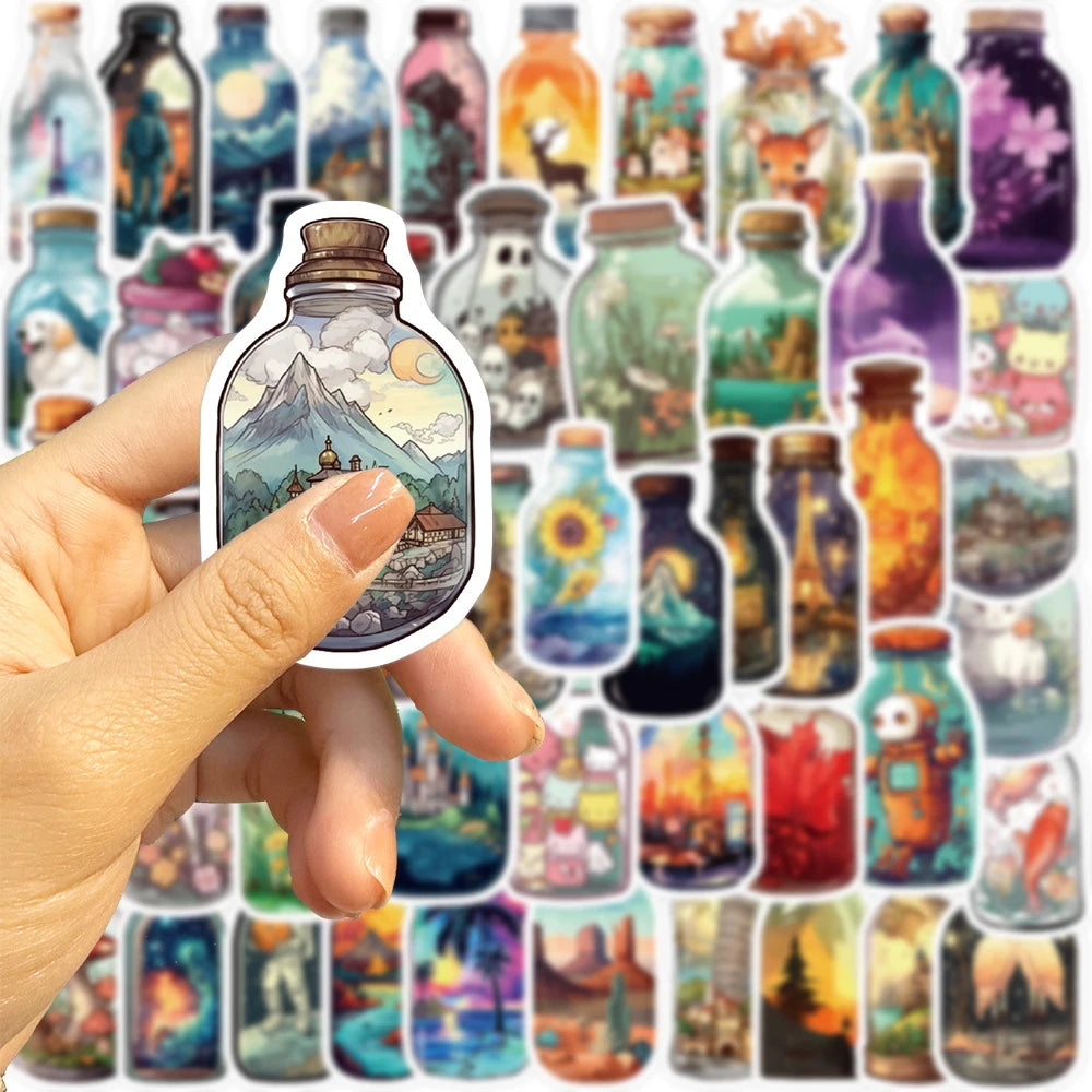 10/30/50PCS Pegatinas de dibujos animados de Bottle World estilo INS Calcomanía estética Equipaje Patineta Graffiti lindo Niña degradado Juguetes con pegatinas