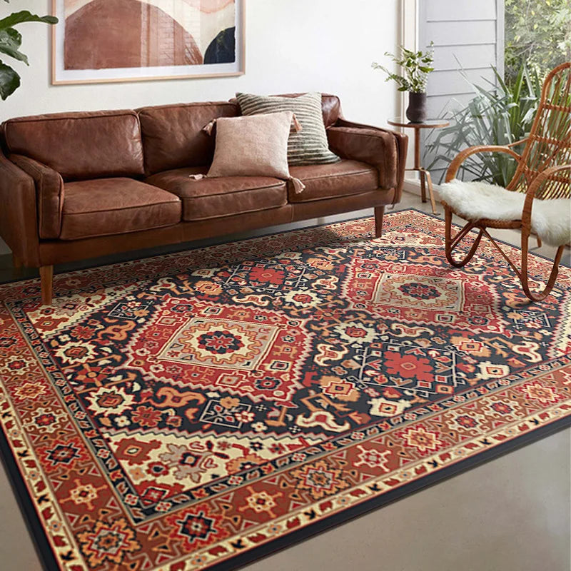 VIKAMA Alfombra Boho Lujo Terciopelo Cristal Dormitorio Sala Estar Tapete Decoración Hogar Vintage Exótica Moderna Minimalista Alfombra de Área Grande