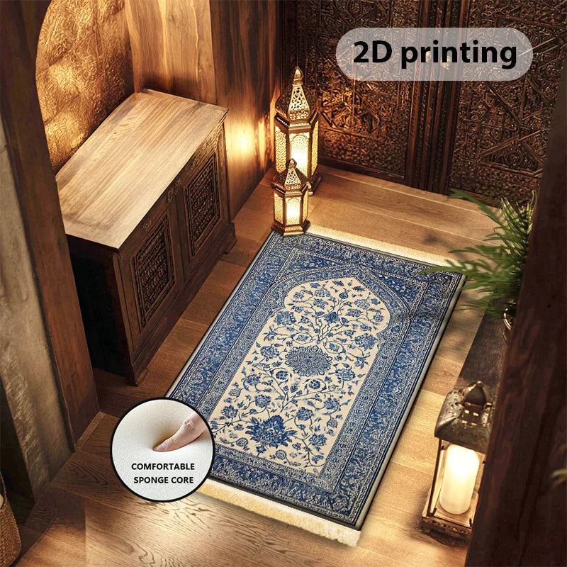 Tapis de prière islamique VIKAMA à franges, tapis de prière doux et lavable en machine, tapis de prière musulman, adapté à la maison et au pèlerinage