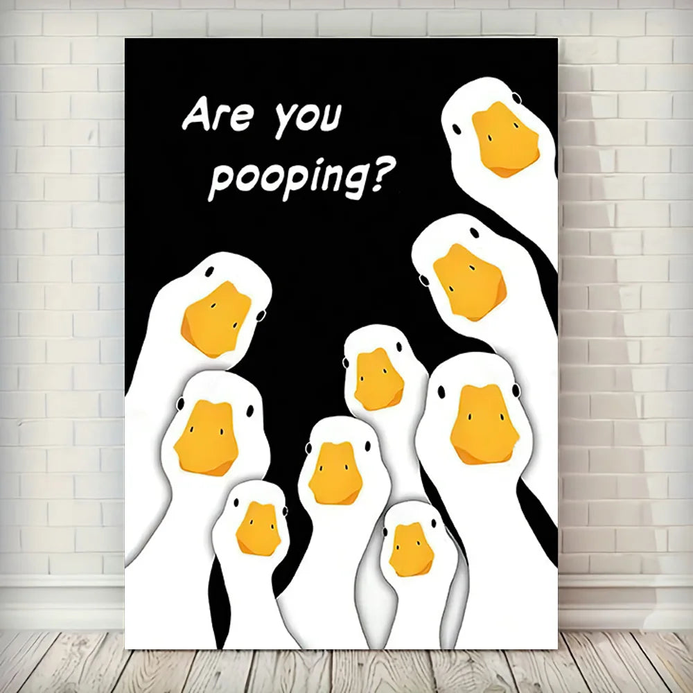 Classic Vintage Wall Art, Funny Duck Yoyo Painting, HD Canvas Printed Poster Home Living Room Bedroom Decorative Painting