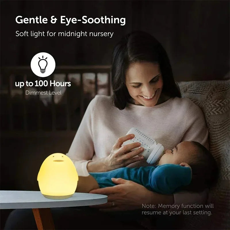 Lampe de nuit colorée RVB en forme d'œuf de pingouin, en silicone, veilleuse pour bébé, changement de couleur par tapotement, rechargeable par USB, pour chambre à coucher, chevet