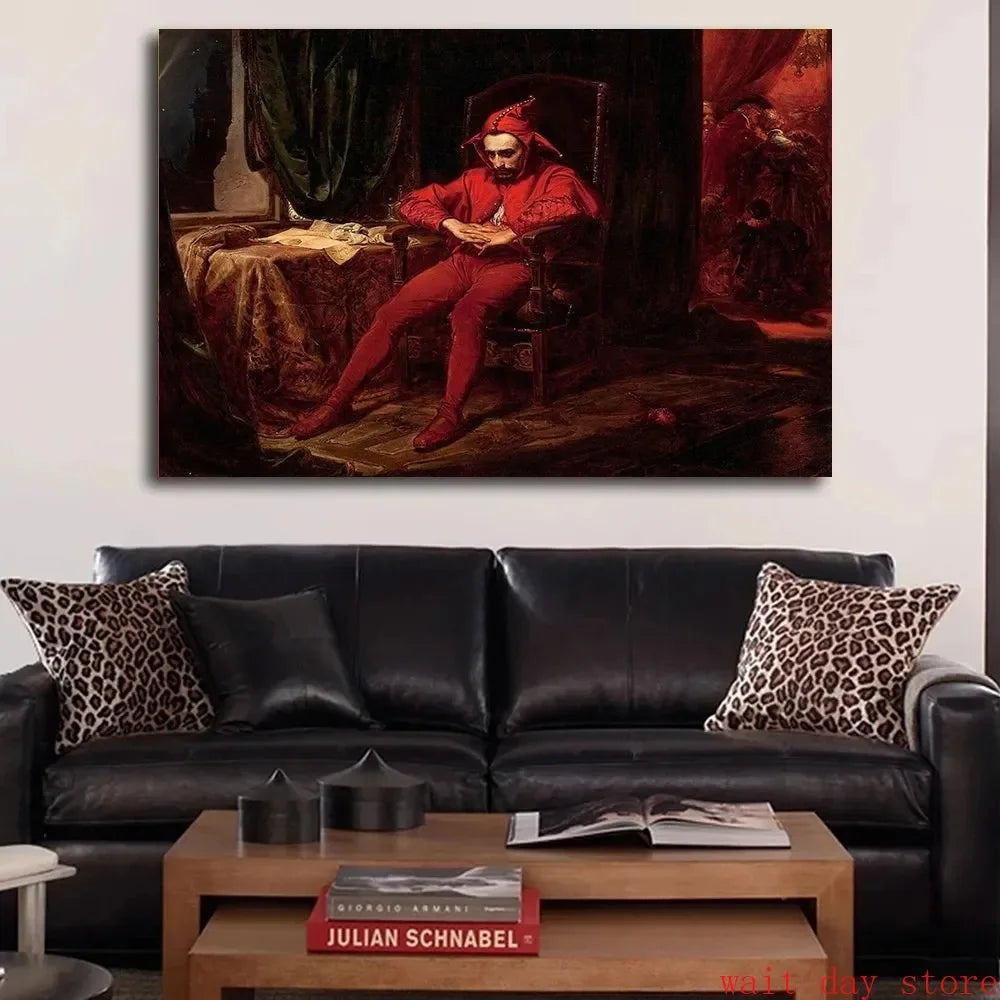 Stanczyk Jan Matejko Póster Vintage Cuadro en Lienzo Antiguo Impresión de Arte Retro Decoración del Hogar Decoración de Pared Regalo