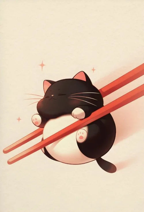 Póster Vintage Japonés Gato Comiendo Ramen Sushi Maneki Neko Arte de Pared de Cocina Gato Japonés Neko Decoración de Pared Lienzo Pintura Restaurante