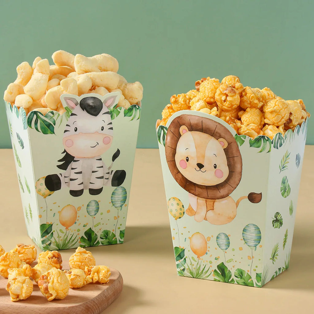 Cajas de Palomitas de Maíz Fiesta Safari en la Jungla, Cajas de Caramelos, Decoración de Fiesta de Animales de la Jungla, Baby Shower, Decoraciones de Cumpleaños para Niños