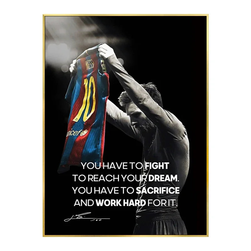 Fútbol Fútbol Estrella Messi Ronaldo Póster Citas Motivacionales Pinturas Decorativas Lienzo Arte de Pared Cuadros Decoración para el Hogar Dormitorio