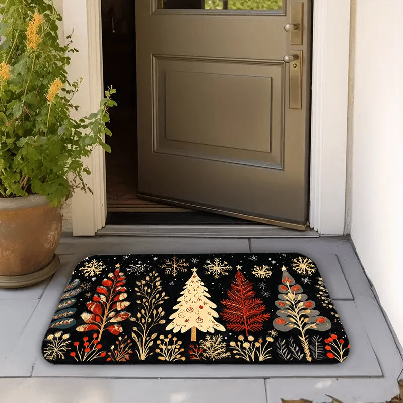 VIKAMA Alfombra de Navidad Alfombra de árbol de Navidad Alfombra de cocina Alfombra larga Felpudo absorbente Alfombra para sala de estar Sofá Alfombra de suelo