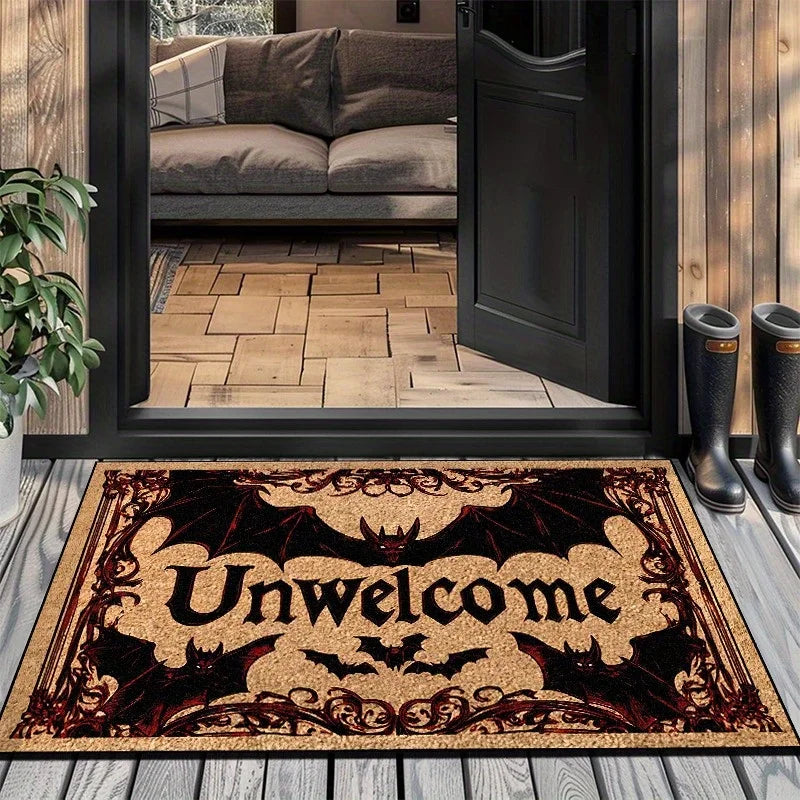 Tapis d'Halloween VIKAMA, Tapis de sol antidérapant pour porte, motif chauve-souris, tapis d'extérieur de la série sombre, décoration intérieure