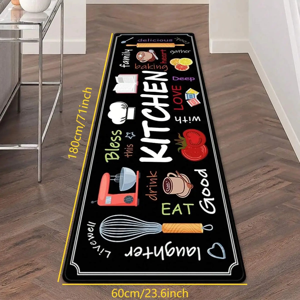 VIKAMA 1/2 alfombrillas de cocina estampadas, duraderas y resistentes al desgaste, alfombrilla de cocina para el hogar, alfombra para cuarto de lavado, decoración del hogar
