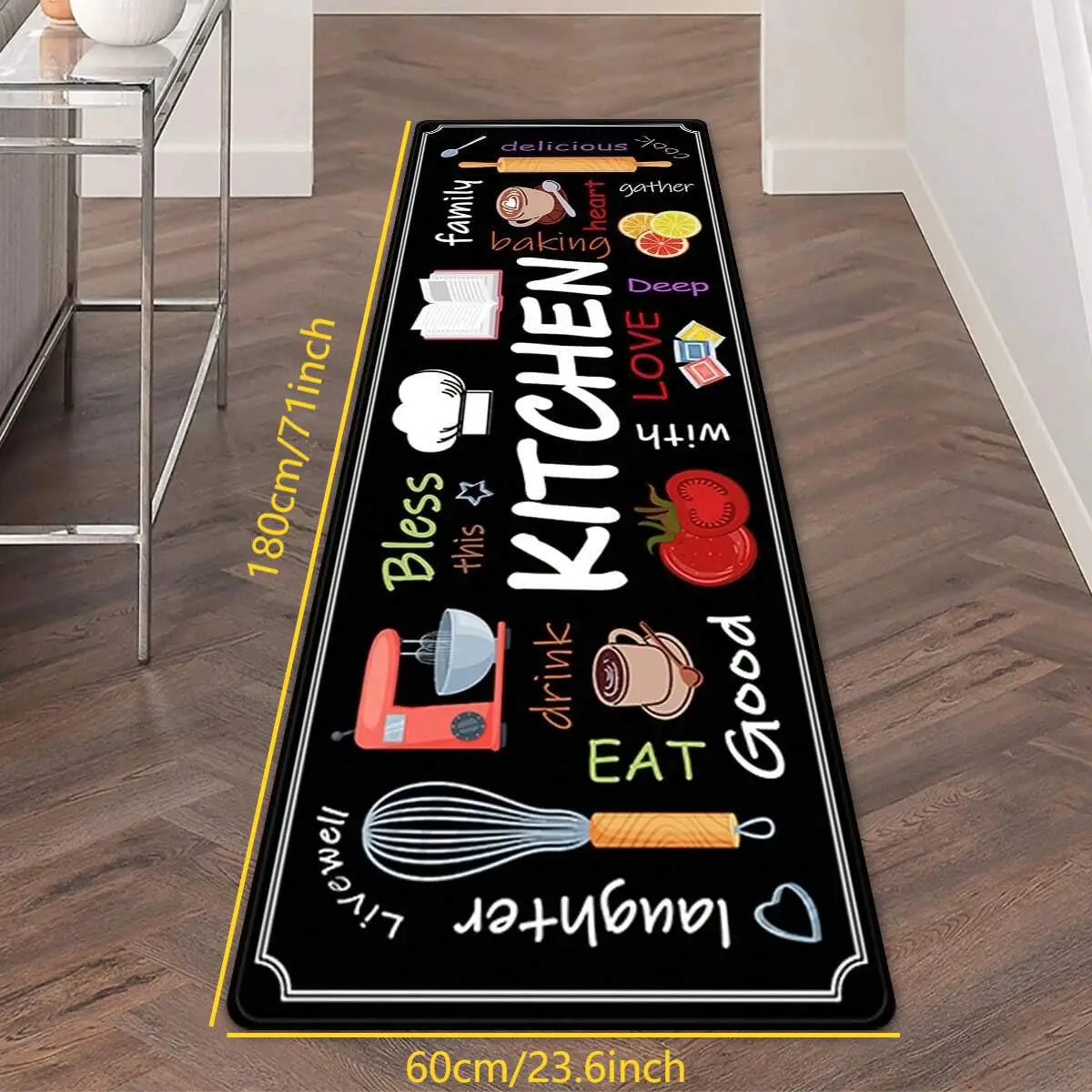 VIKAMA 1/2 alfombrillas de cocina estampadas, duraderas y resistentes al desgaste, alfombrilla de cocina para el hogar, alfombra para cuarto de lavado, decoración del hogar