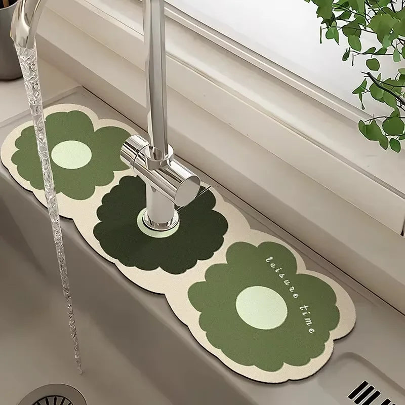 VIKAMA Grifo de cocina con diseño de dibujos animados, súper absorbente, para cafetera, escurridor, alfombrilla de secado rápido para baño