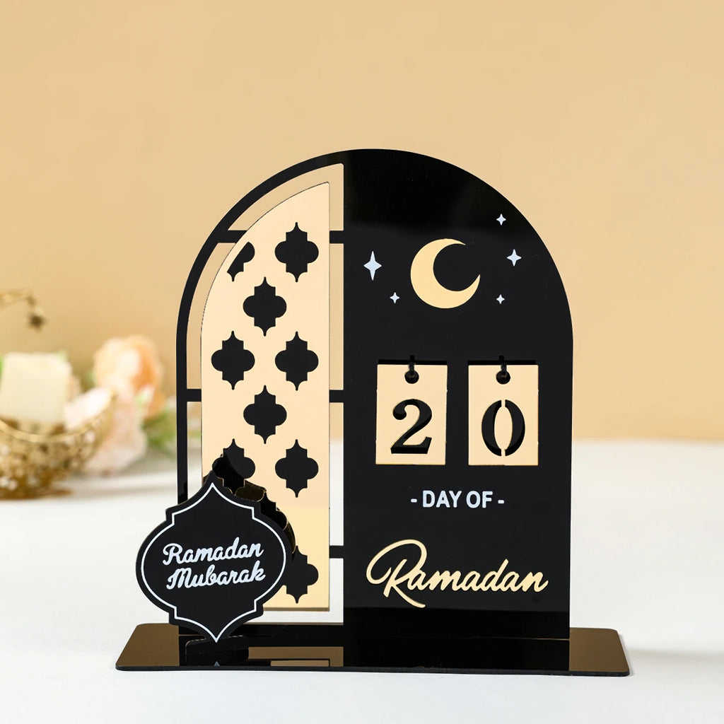 Calendrier de l'Avent Ramadan en Acrylique Ornements Cadeaux Aïd Moubarak Décoration Ramadan Pour la Maison 2025 Fournitures de Fête Musulmane Islam Kareem