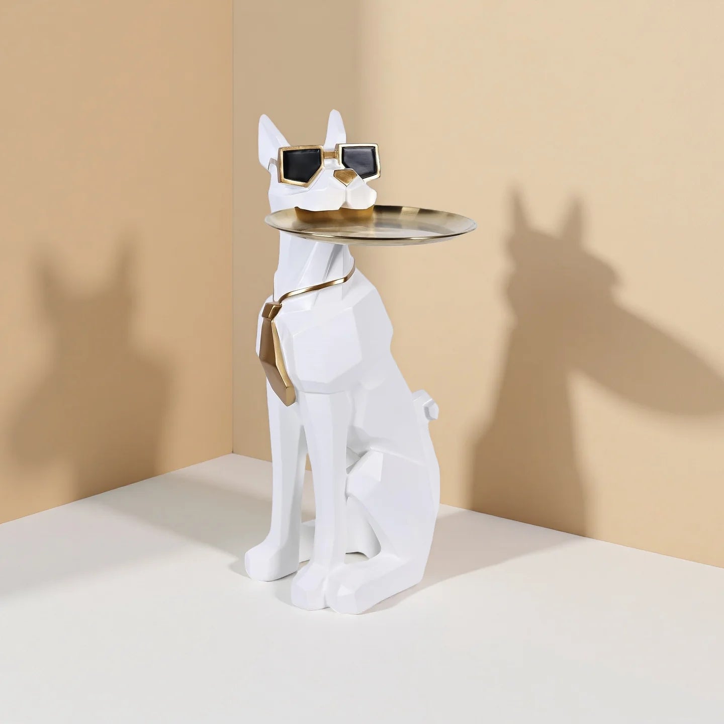Table d'appoint moderne pour chien géométrique avec plateau, design de majordome, table décorative en forme d'animal pour salon, décoration intérieure