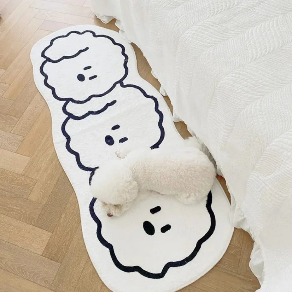 VIKAMA Adorable Chien Blanc Avec Contour Noir Tapis de Chambre et Salon Imperméable Antidérapant Anti-taches Décoration Intérieure