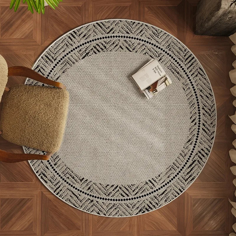 Alfombra decorativa redonda estilo Wabi-sabi japonés VIKAMA para sofá de sala de estar, alfombra para mesa de centro, cojín de suelo para silla giratoria de estudio