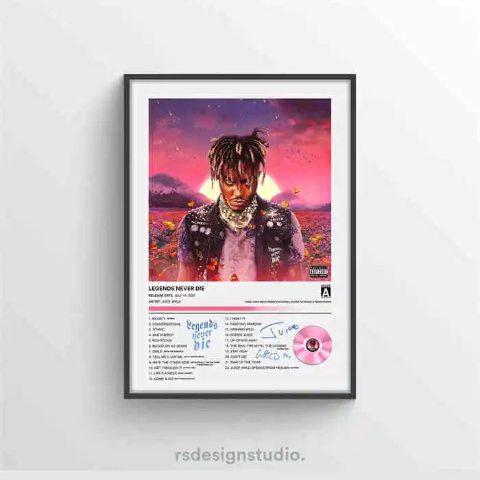 Póster de Juice WRLD Pop Hip Hop Rap Cantante Álbum de Música Portada de Bar de Asma Foto Arte HD Lienzo