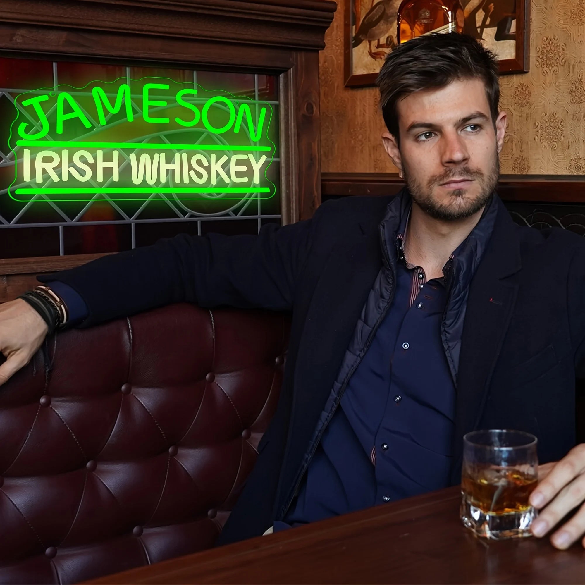 Letrero de neón del logotipo de la marca de whisky irlandés Jameson, luz de neón LED para el hogar, bar, pub, cueva de hombre, decoración de pared, regalo para amantes del whisky