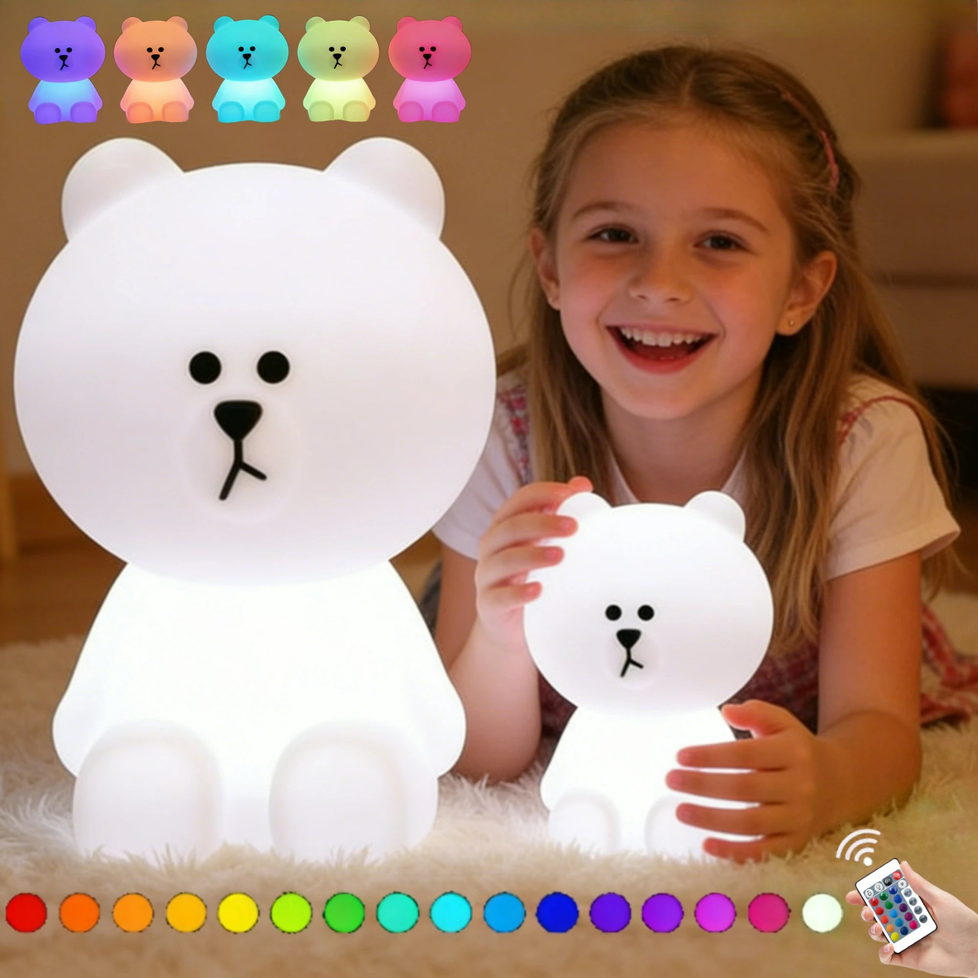 Jolie veilleuse d'ambiance avec télécommande et variateur, motif dessin animé mignon, cadeau pour enfants, lampe de chevet pour chambre à coucher, lampadaire pour salon.