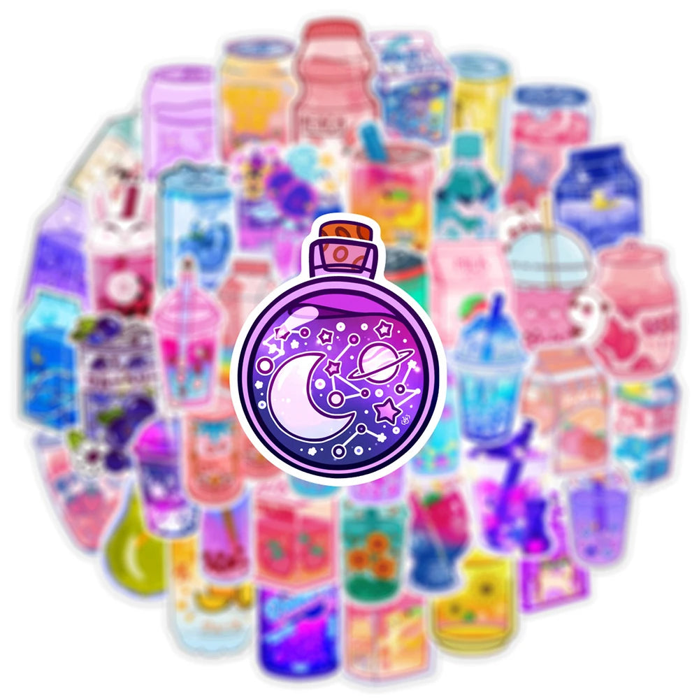10/30/50 Pièces Autocollants Esthétiques Mignons Boissons INS Dessin Animé pour Scrapbook Ordinateur Portable Téléphone Bagage Agenda Voiture Décoration Autocollant Jouet Enfant