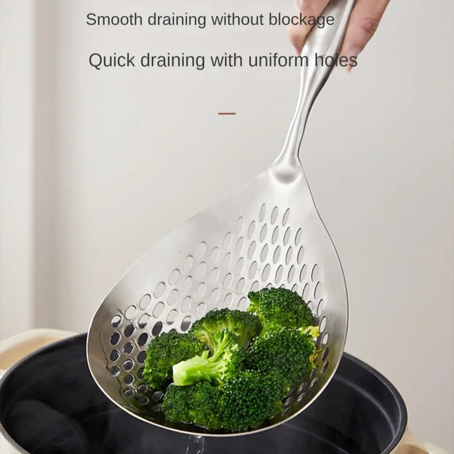 Passoire de grande taille en acier inoxydable SUS304, cuillère à poivre, cuillère à aliments, cuillère de cuisson pour nouilles lo mein et raviolis, usage domestique