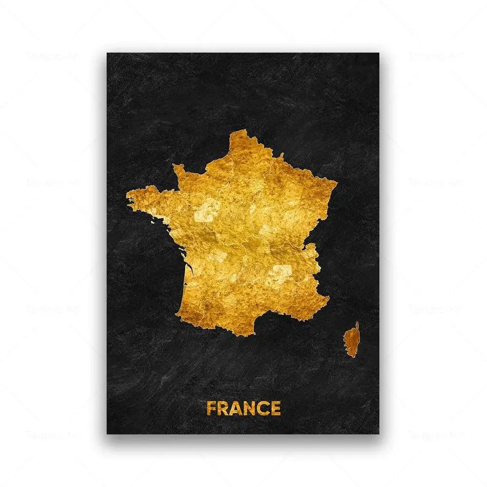 Classic Abstract Wall Art Black Gold Lebanon Country Map HD Canvas Print Poster Home Living Room Bedroom Decoration