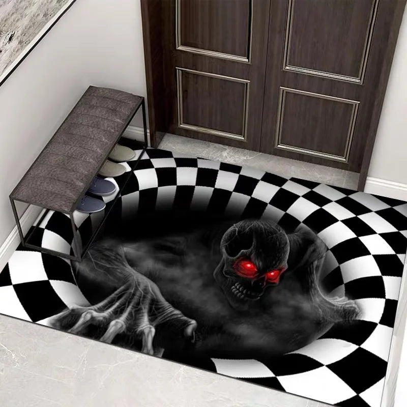 Felpudo visual 3D de Halloween VIKAMA, alfombra de payaso con tapa de alcantarilla, decoración de Halloween de terror, tapete para suelo interior y exterior