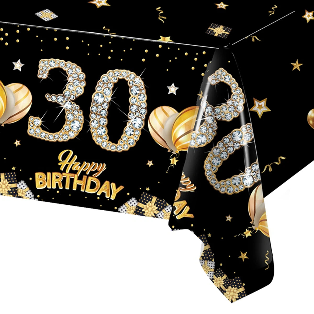 Mantel de plástico negro para cumpleaños 18 30 40 50 60 años, decoración para fiestas de cumpleaños infantiles y de mujeres, suministros para fiestas, recuerdos, aniversario