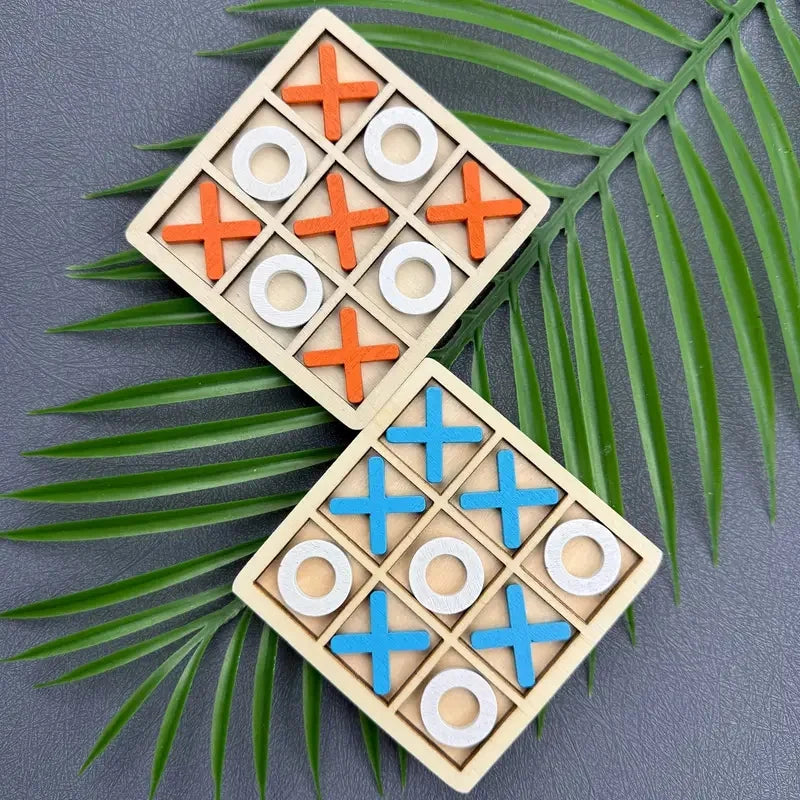 Jeu de puzzle en bois de Tic Tac Toe pour deux joueurs, jeu de société interactif de logique et de stratégie, cadeau d'anniversaire pour garçons et filles, pour fêtes de famille