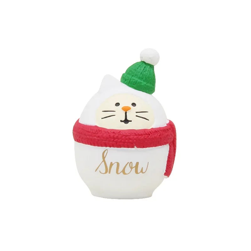 Zakka Figuras Navidad Japonés Creativo Exquisito Mate Resina Navideña Pequeña Decoración Cisne Puff Ukelele Trineo Sofá Reno