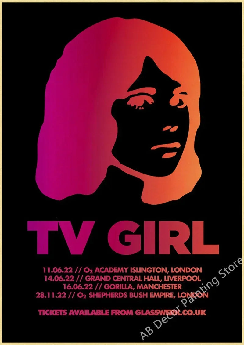 Pósters de TV Girl Retro, impresiones en papel Kraft, Lovers Rock, póster vintage, arte de pared, pintura para estudio, hogar, sala de estar, decoración, imagen