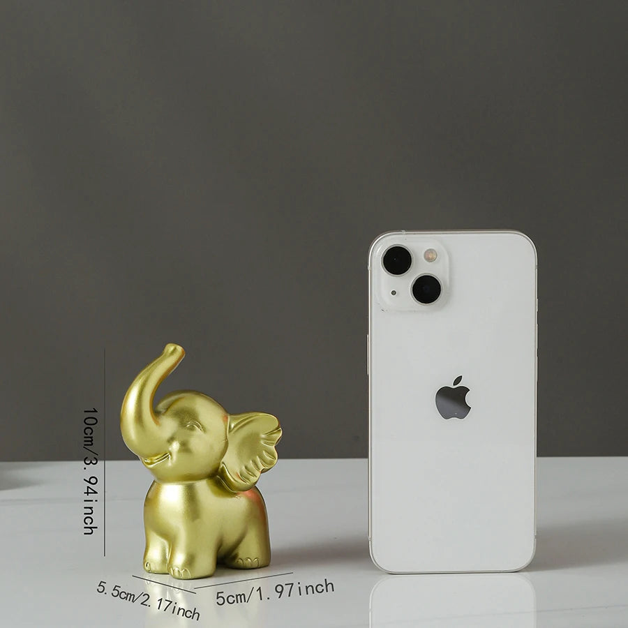 1pc Collectible figurine  , Simple modern black and gold elephant ornament home decor small sculpture.