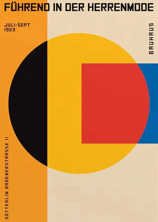 Abstract Orange Bauhaus Geometric Poster Pop Art Sunrise & Bicycle Wall Art Prints for Modern Living Room Dormitory Home Decor