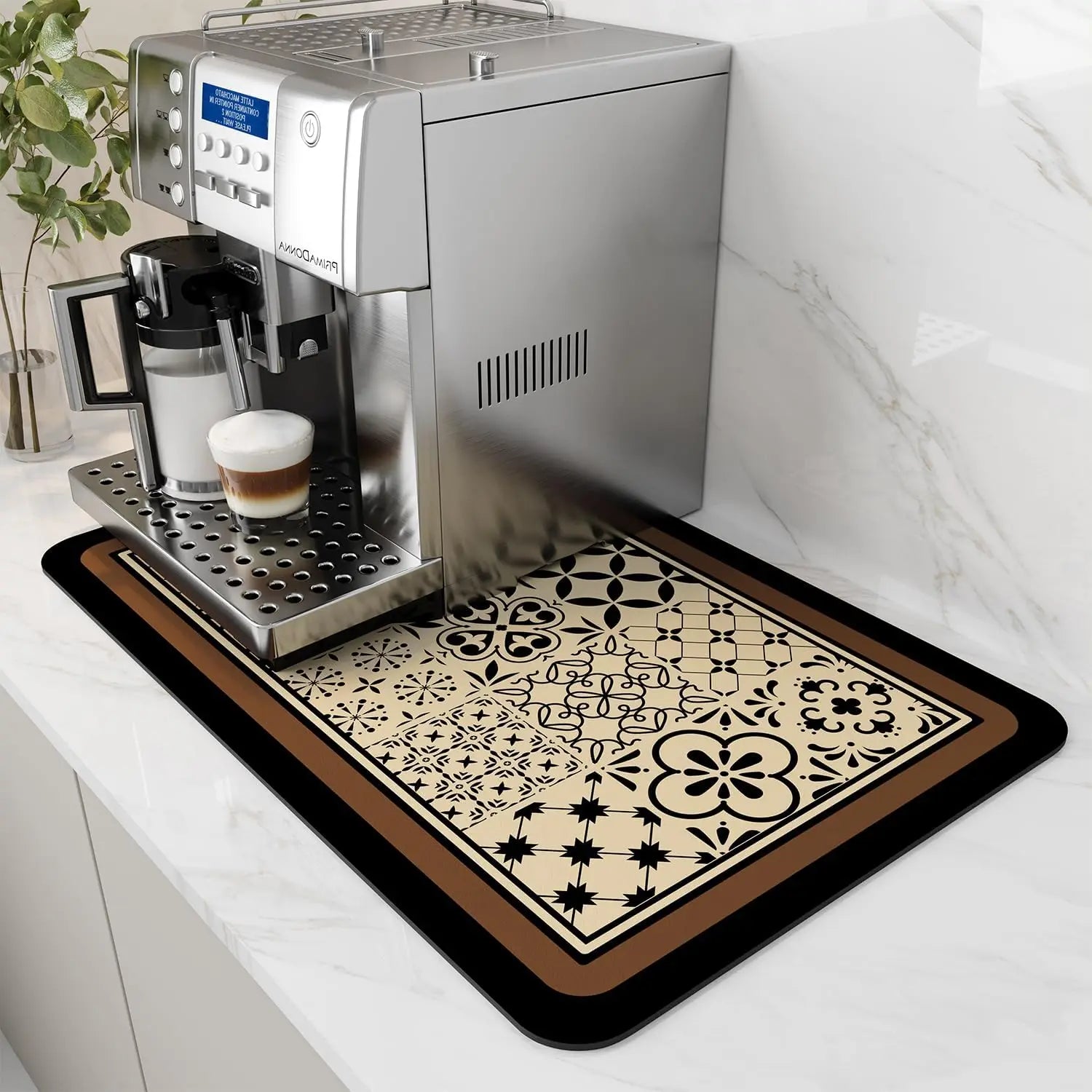 Alfombrilla para máquina de café VIKAMA, con reverso de goma, absorbente de agua, alfombrilla de secado de platos, alfombrilla de drenaje para encimera de cocina, decoración del hogar